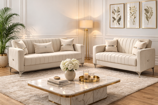 Modern Velvet Sofa Bed – 2 & 3 Seater Convertible Couch with Silver Accents