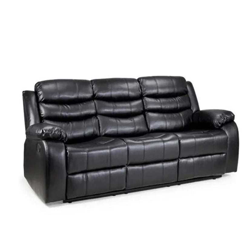 ROMA BLACK LEATHER 3+2+1 SOFA SET (Air Leather UKFR) - View 4