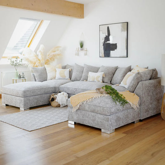 Bishop U-Shape Kensigton Scatter Back Moveable Footstools Rolled Arms Sofa