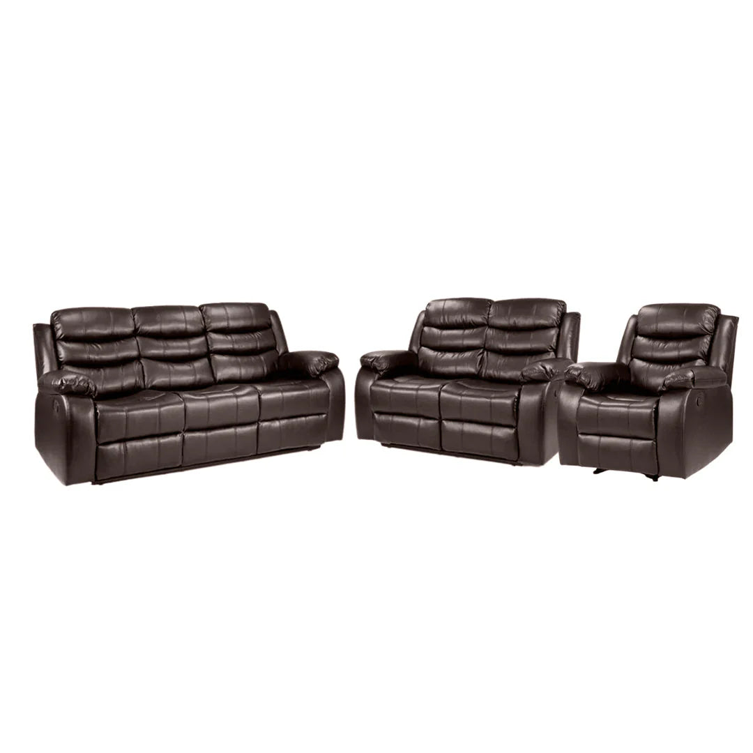 ROMA BLACK LEATHER 3+2+1 SOFA SET (Air Leather UKFR) - View 2