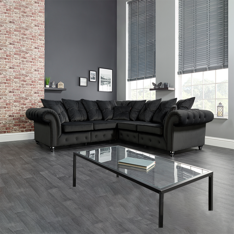 Ashwin Plush Velvet Comfortable Stylish Chesterfield Corner Sofa - View 5