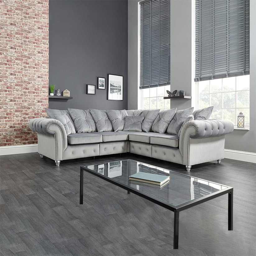 Ashwin Plush Velvet Comfortable Stylish Chesterfield Corner Sofa