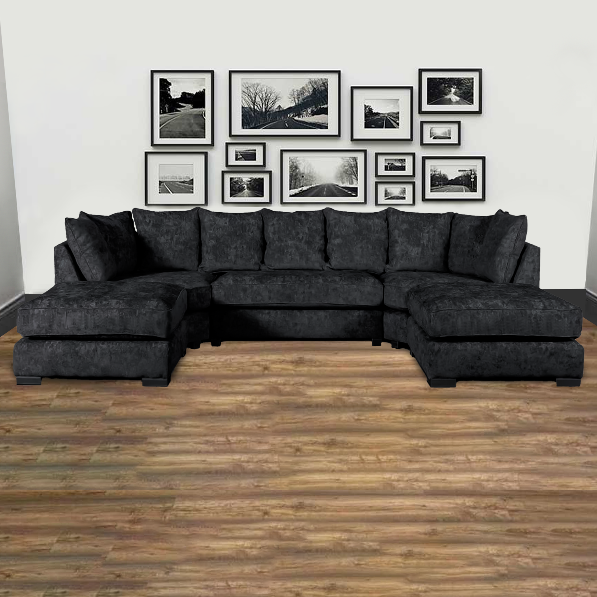 Bishop U-Shape Kensington Moveable Footstools Rolled Arms Sofa - View 1