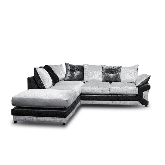 DINO Crush Velvet Single Arm 5 Seater Left Right Hand Corner Sofa