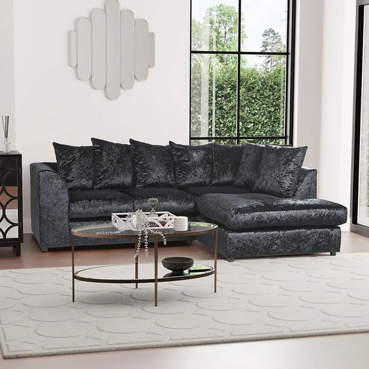 Dylan Crush Velvet 4 Seater Single Arm Left Right Hand Corner Sofa