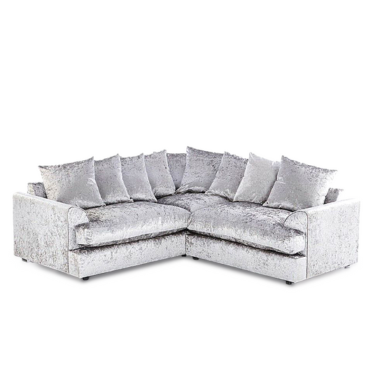 Dylan Crush Velvet Wide Armrest 5 Seater with Footstool Classic Corner Sofa