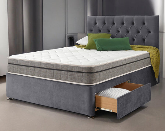 Divan Bed Plush Velvet With Semi Orthopedic Mattress