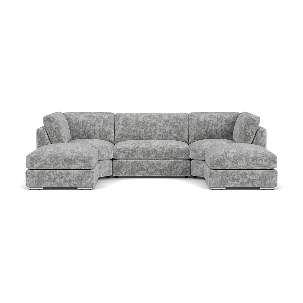 Gray sectional sofa on a white background