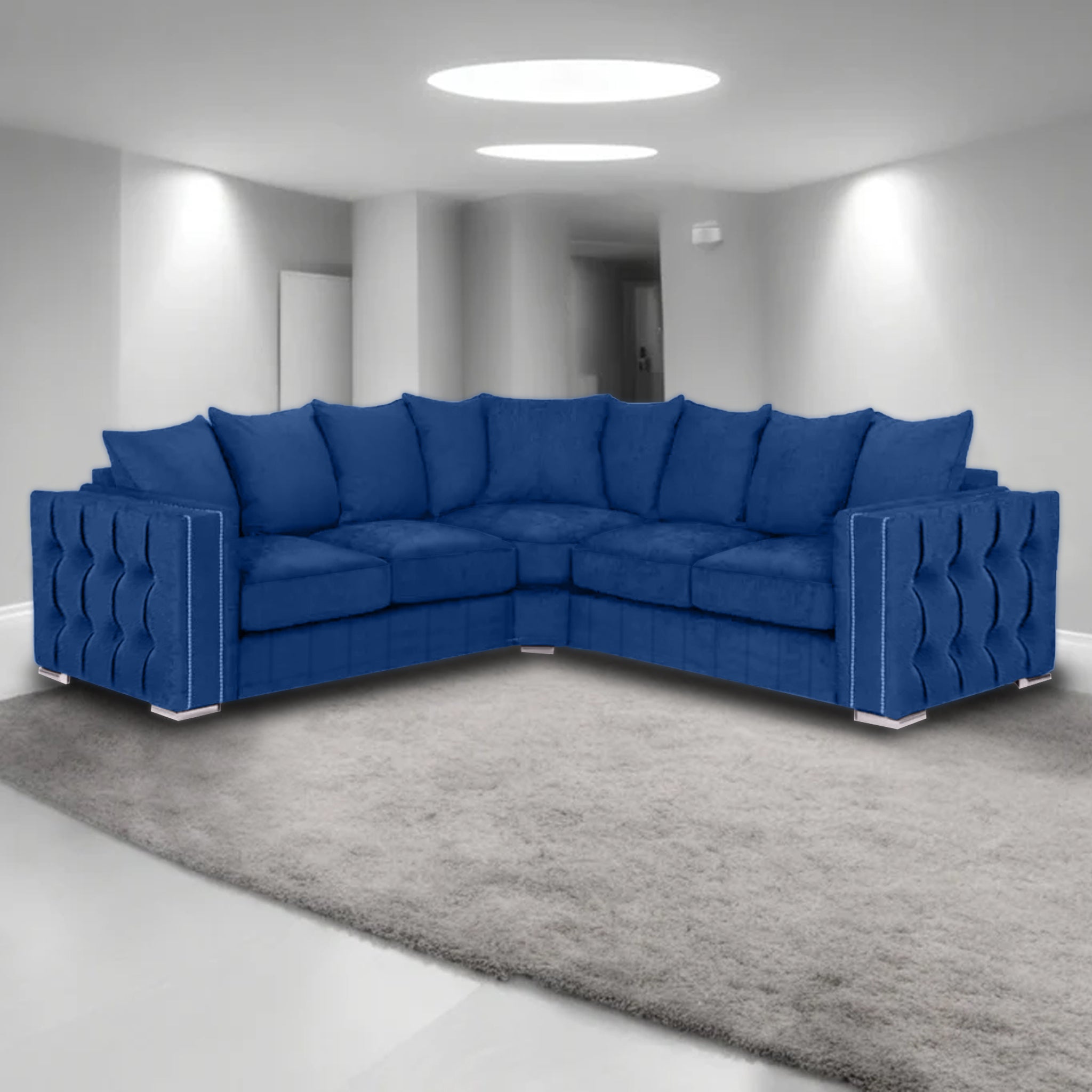 Maya Plush Velvet Sofa 5 Seater Wide Armrests Luxury Corner Sofa - View 4