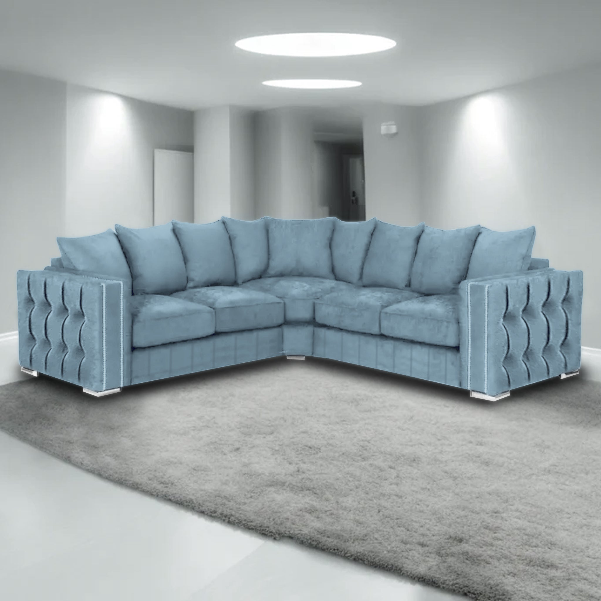 Maya Plush Velvet Sofa 5 Seater Wide Armrests Luxury Corner Sofa - View 3