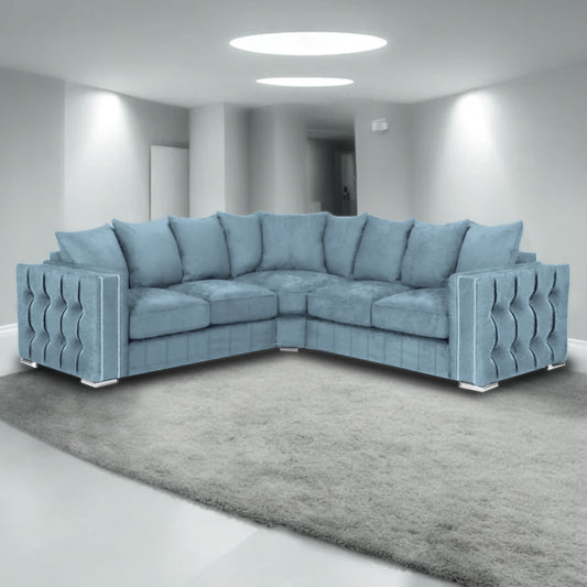 Maya Plush Velvet Sofa 5 Seater Wide Armrests Luxury Corner Sofa