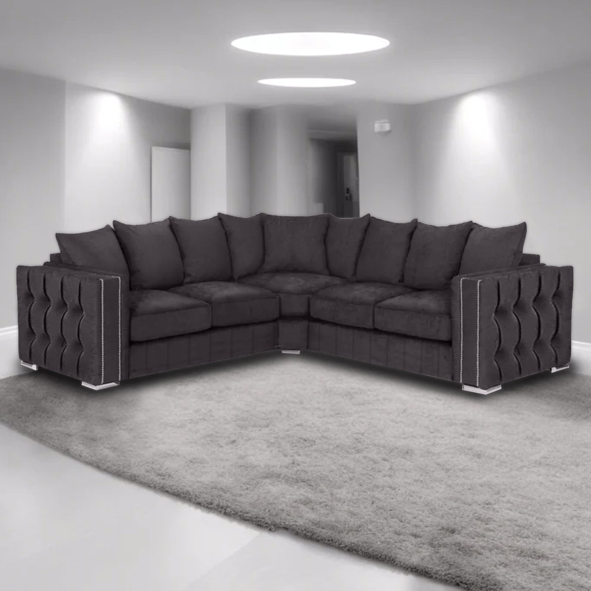 Maya Plush Velvet Sofa 5 Seater Wide Armrests Luxury Corner Sofa - View 6