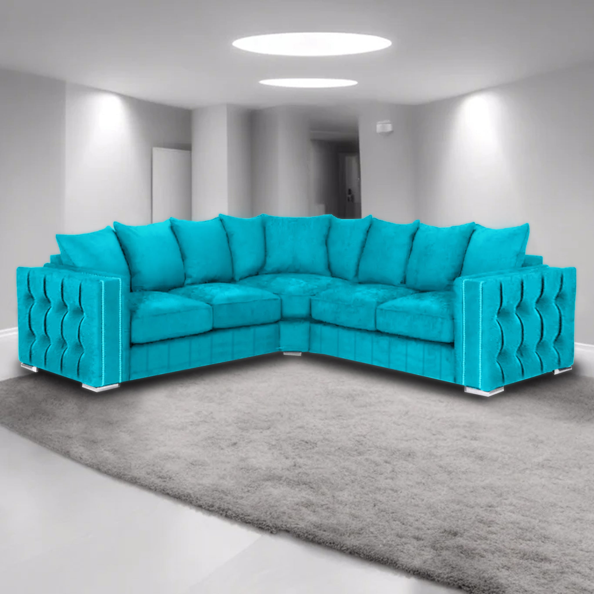 Maya Plush Velvet Sofa 5 Seater Wide Armrests Luxury Corner Sofa - View 5