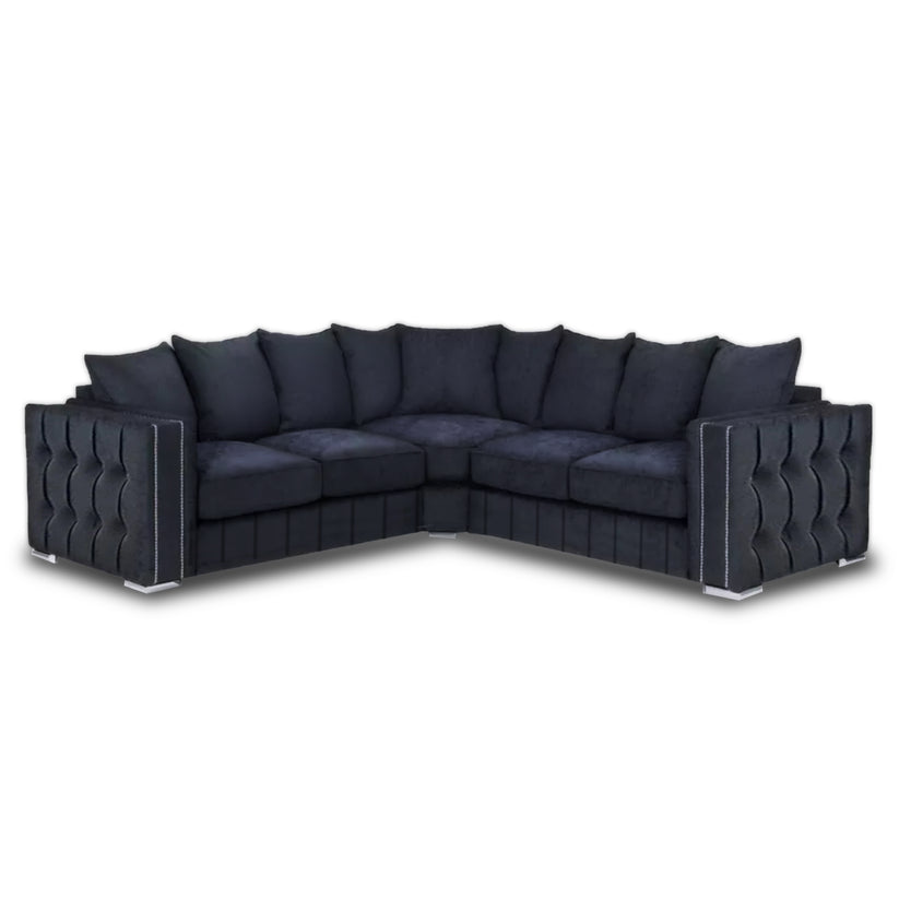 Maya Plush Velvet Sofa 5 Seater Wide Armrests Luxury Corner Sofa