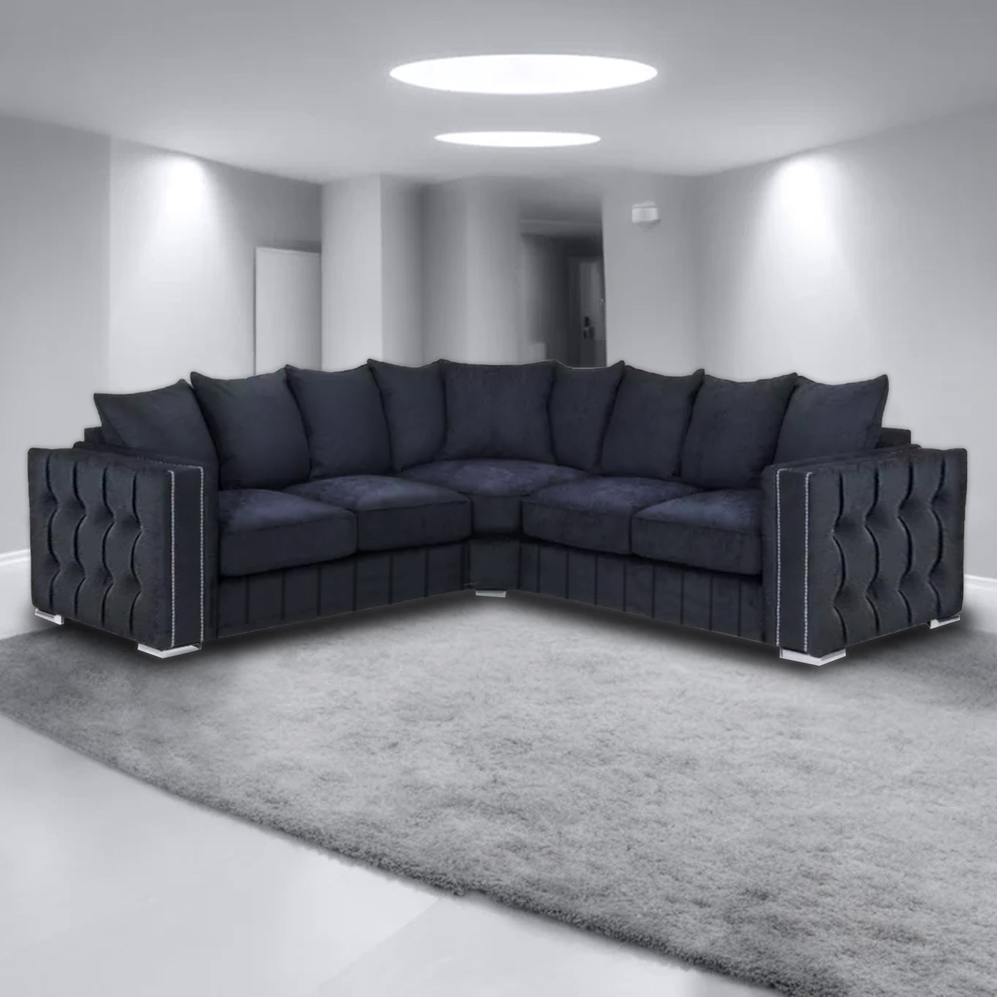Maya Plush Velvet Sofa 5 Seater Wide Armrests Luxury Corner Sofa - View 2