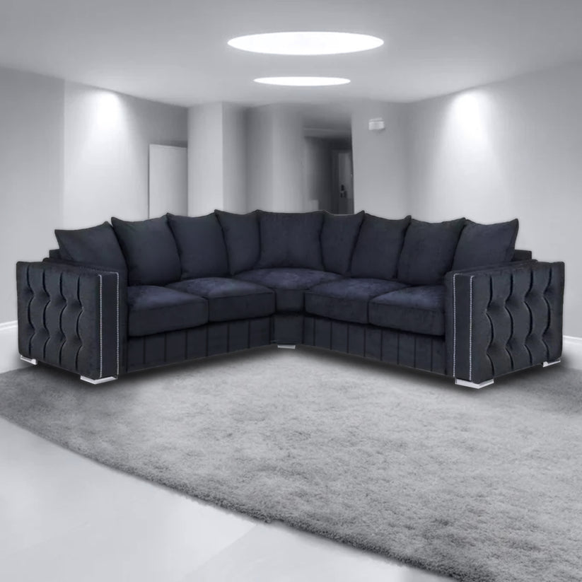 Maya Plush Velvet Sofa 5 Seater Wide Armrests Luxury Corner Sofa