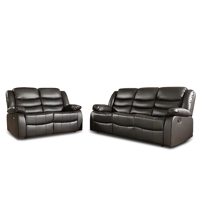 ROMA BLACK LEATHER 3+2+1 SOFA SET (Air Leather UKFR)