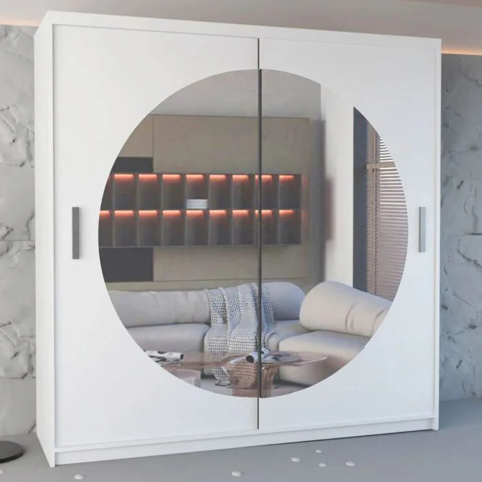 Round Mirror Sliding Door Wardrobe | UK Furnish