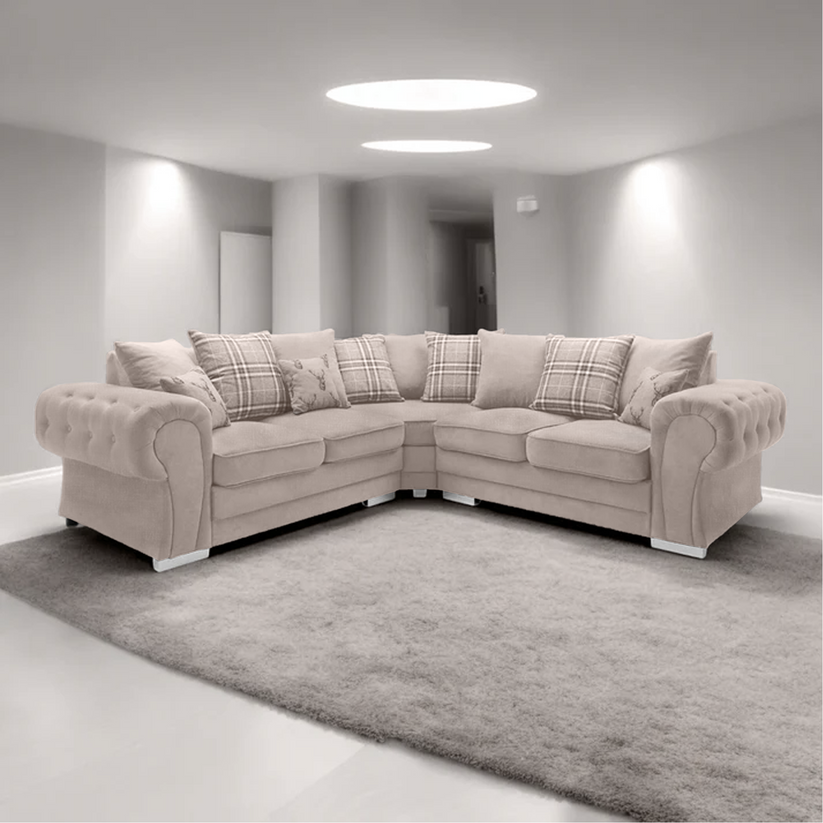 Modern Verona Chester Fields 5 Seater Luxurious Fabric Sofa - View 5