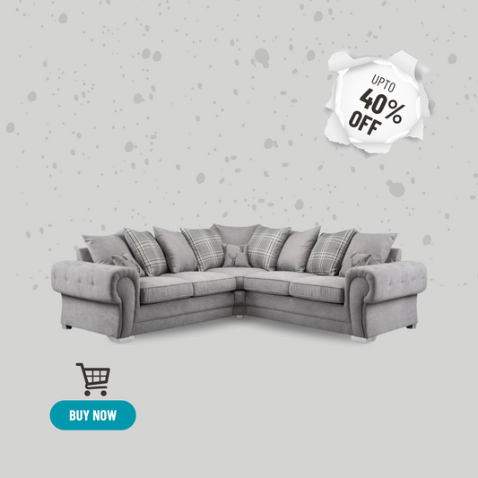 Modern Verona Chester Fields 5 Seater Luxurious Fabric Sofa