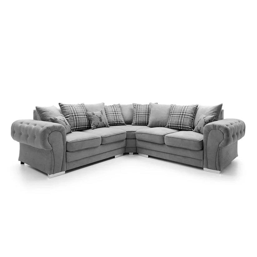 Modern Verona Chester Fields 5 Seater Luxurious Fabric Sofa