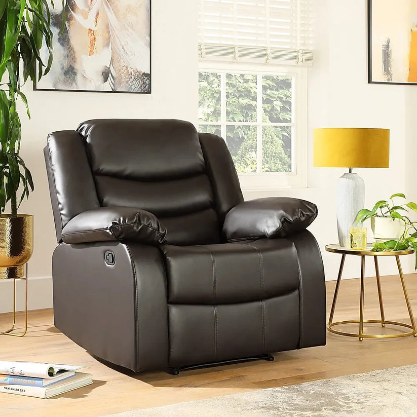 ROMA BLACK LEATHER 3+2+1 SOFA SET (Air Leather UKFR) - View 6