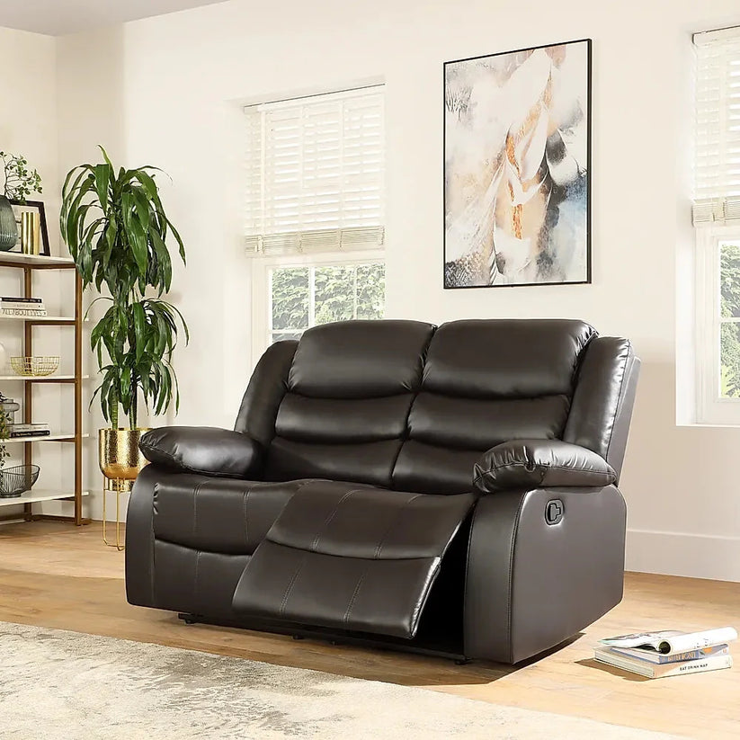 ROMA BLACK LEATHER 3+2+1 SOFA SET (Air Leather UKFR) - View 10