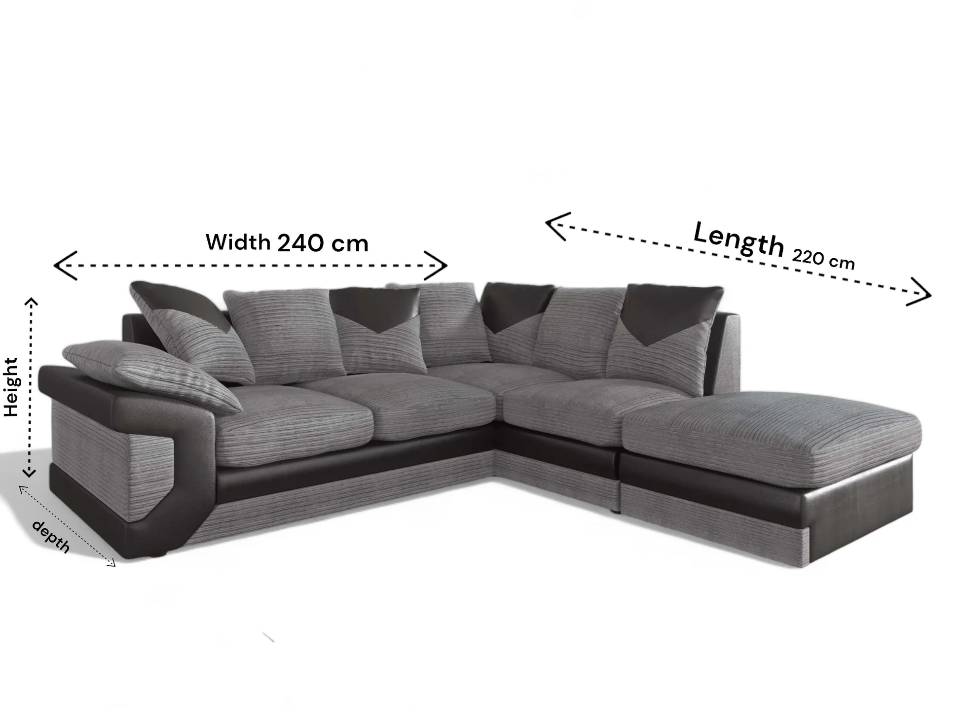 DINO Jumbo Cord 5 Seater Single Arm Sofa img UKFurnish.com