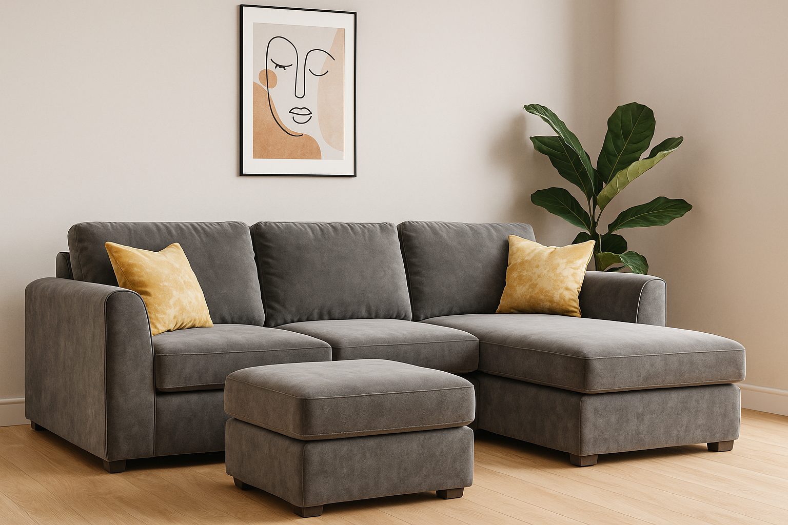 Kensington high back corner sofa in grey color  Kensington fabric, available in left-facing and right-facing L-shaped design shop now – free UK delivery from UKFurnish