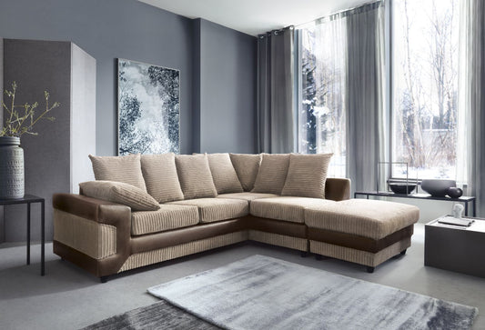 DINO Jumbo Cord 5 Seater Single Arm Left Right Hand Corner Sofa