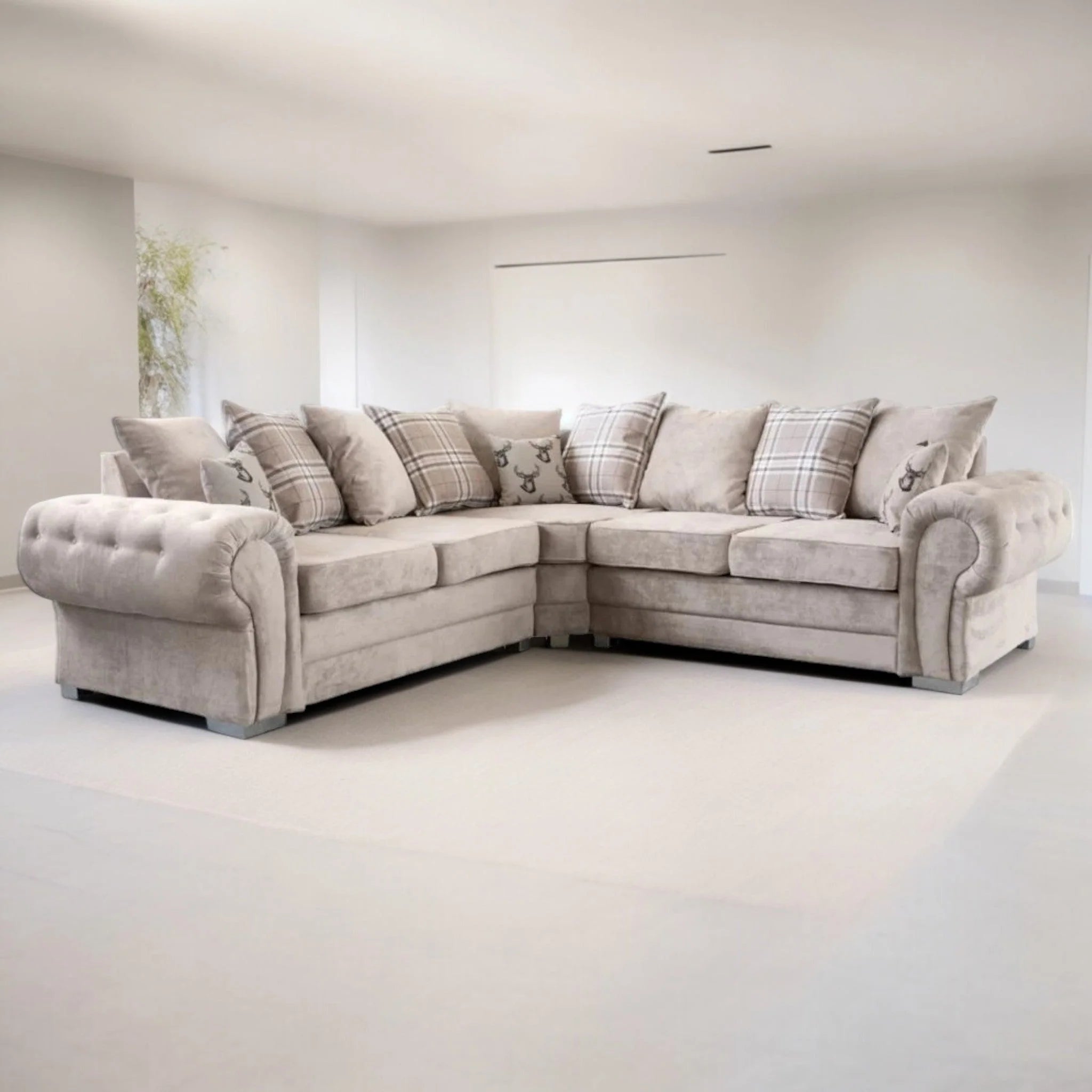 Modern Verona Chester Fields 5 Seater Luxurious Fabric Sofa - View 2