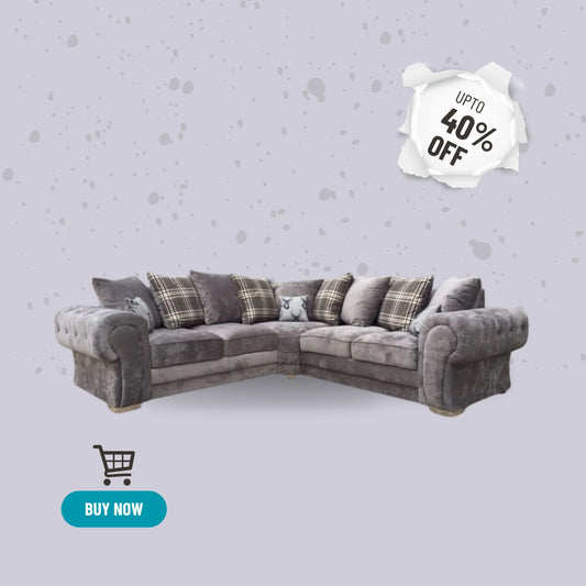 Modern Verona Chester Fields 5 Seater Luxurious Fabric Sofa